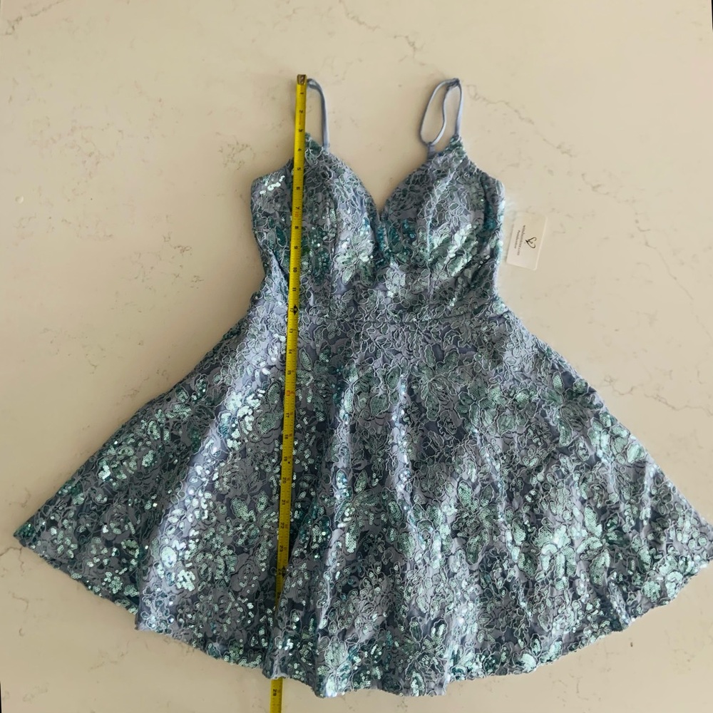 Gorgeous Windsor Semi-Formal Pale Teal and Silver Sequin Dress